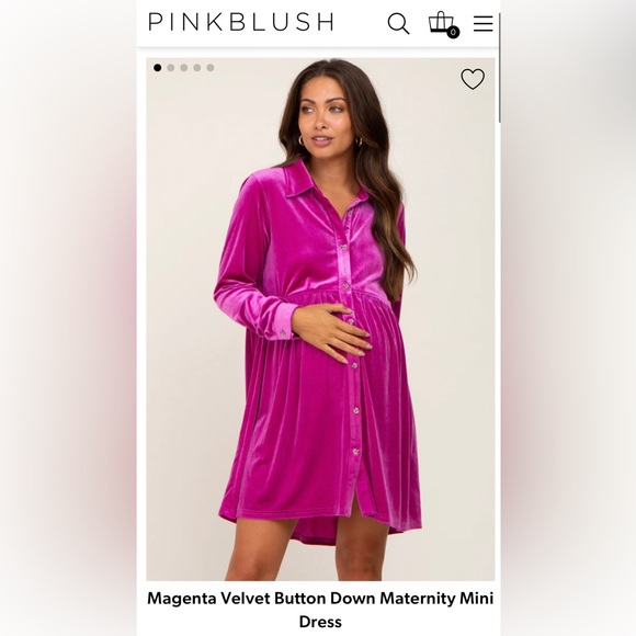 MAGENTA Velvet Button Down Dress - Picture 2 of 7